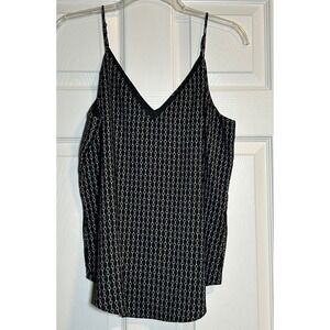 EXPRESS Black White Chain Print V Neck Cami Tank Top Women Size S‎ NWT